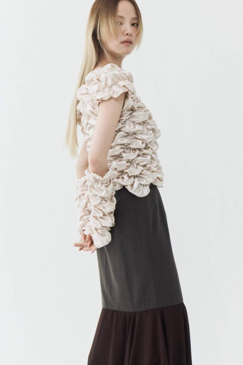 Cream Armwarmer Blouse