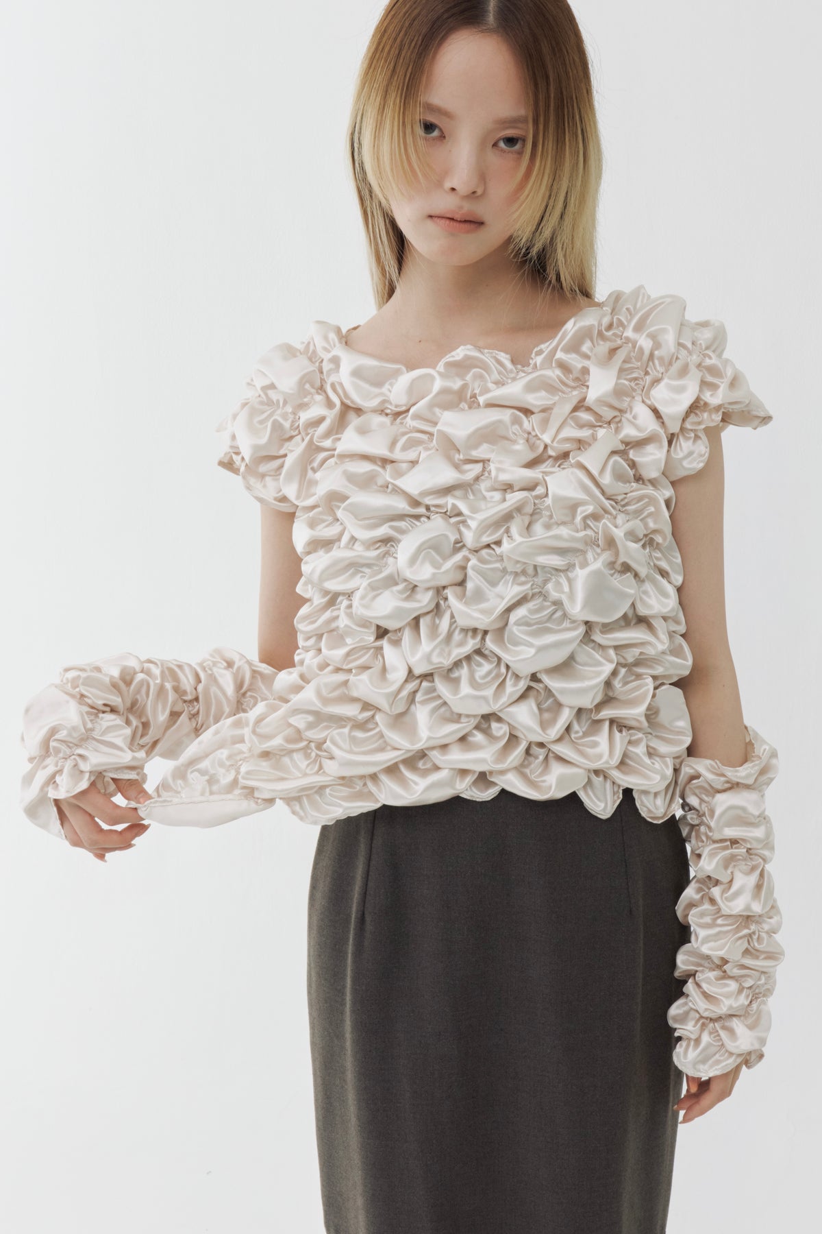 Cream Armwarmer Blouse