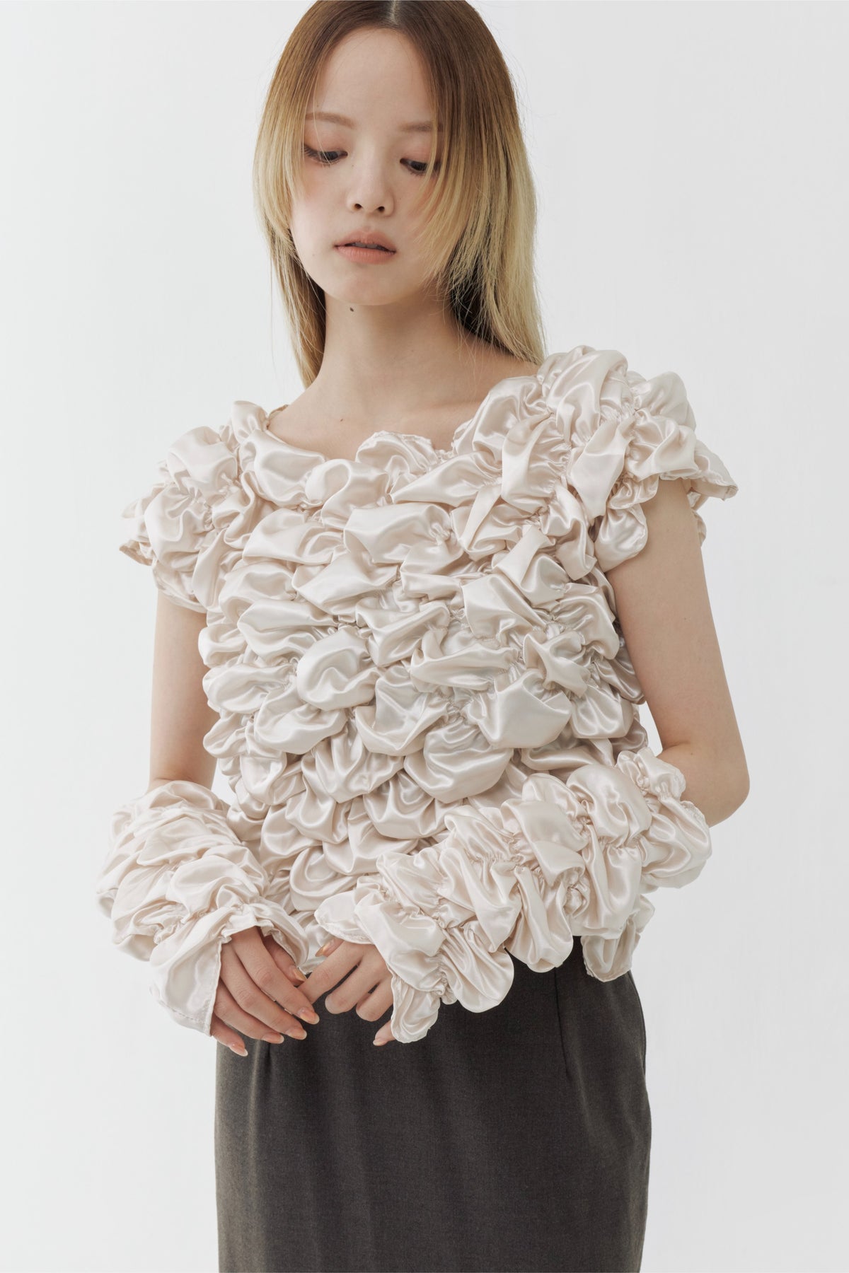 Cream Armwarmer Blouse