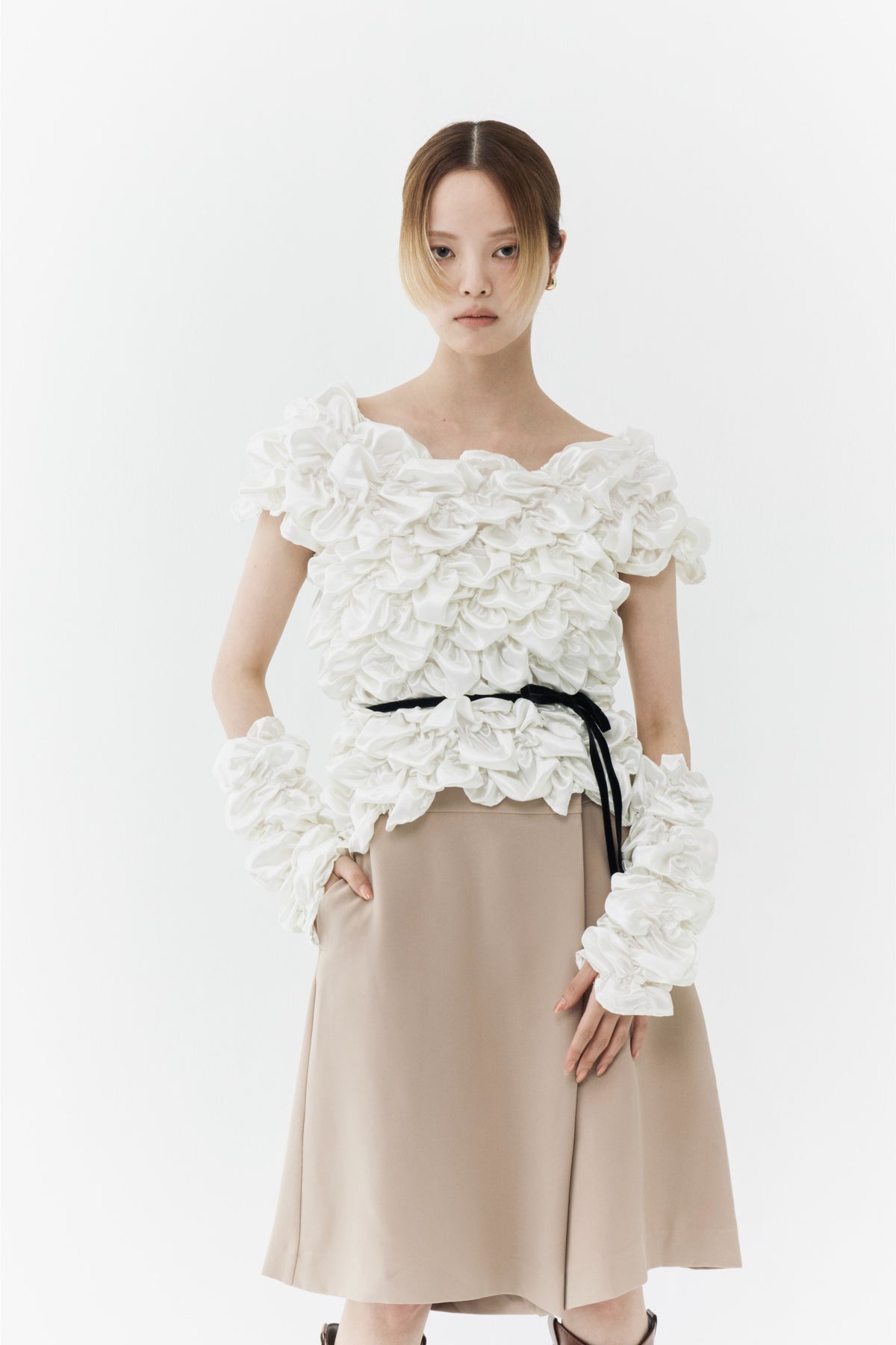 Cream Armwarmer Blouse