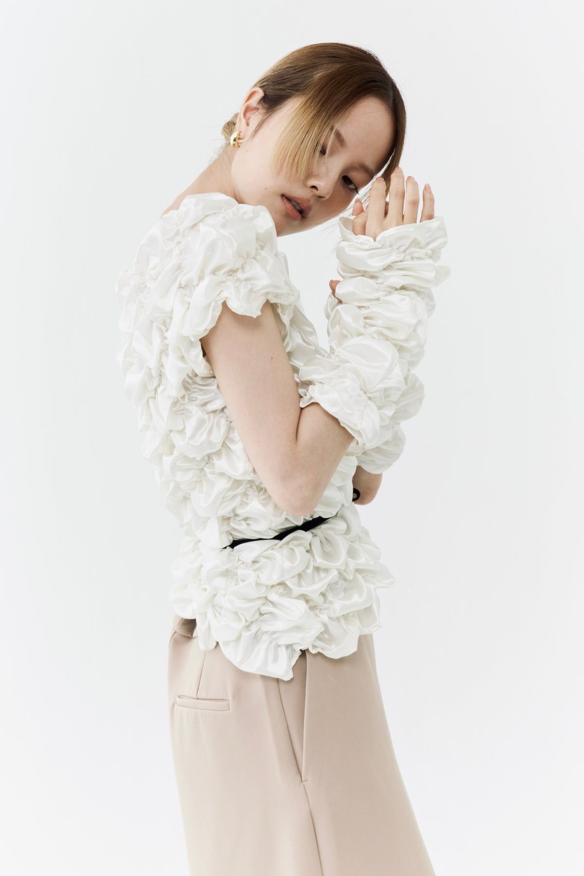 Cream Armwarmer Blouse