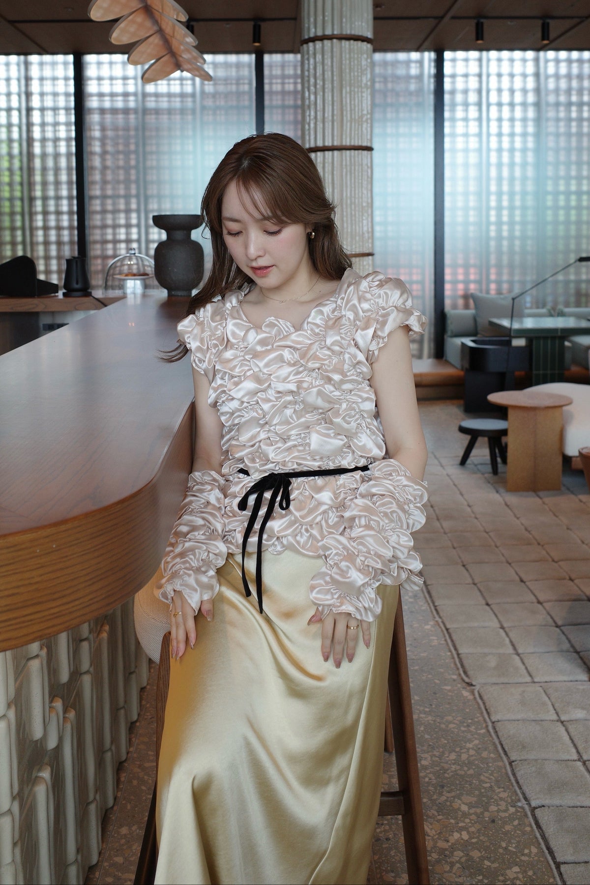 Cream Armwarmer Blouse
