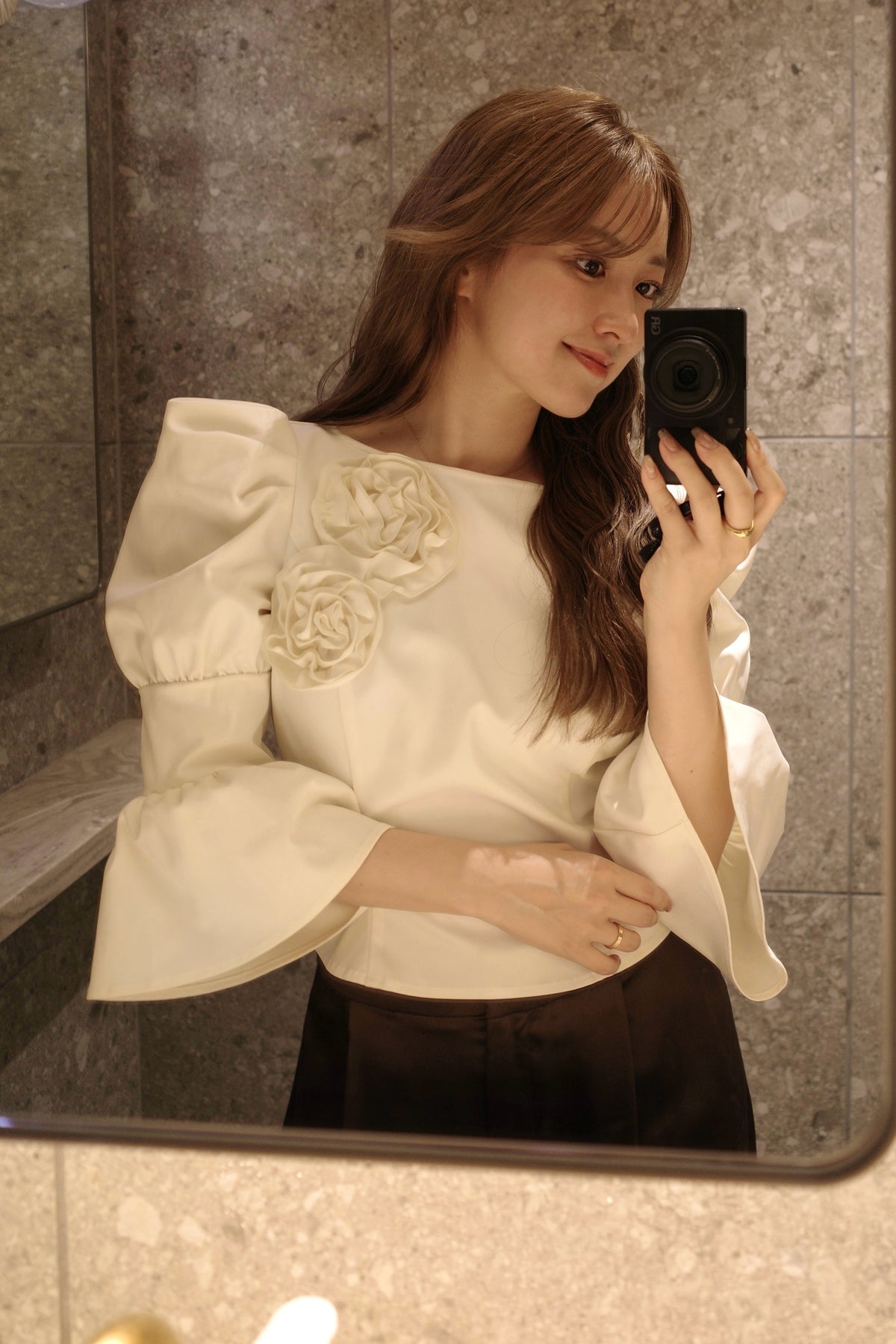 Rose Puff Sleeve Blouse