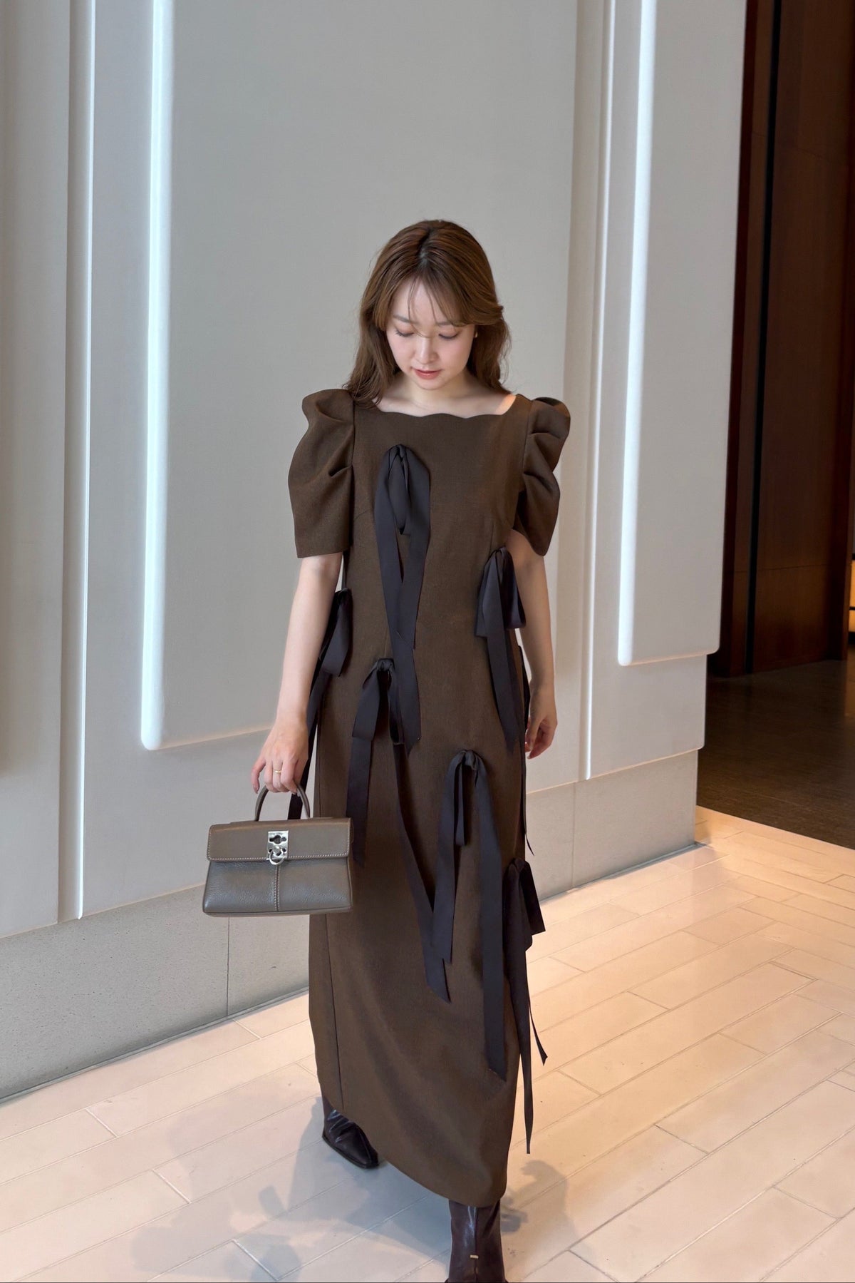 〈 RESTOCK 〉Long Ribbon Midnight Dress