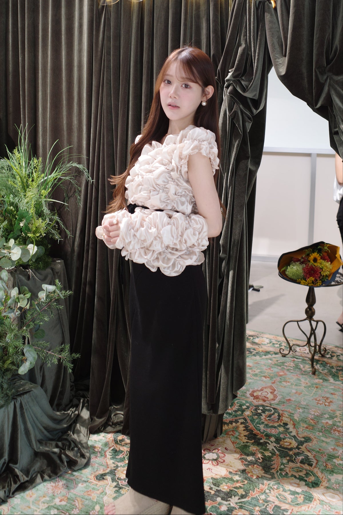 Cream Armwarmer Blouse