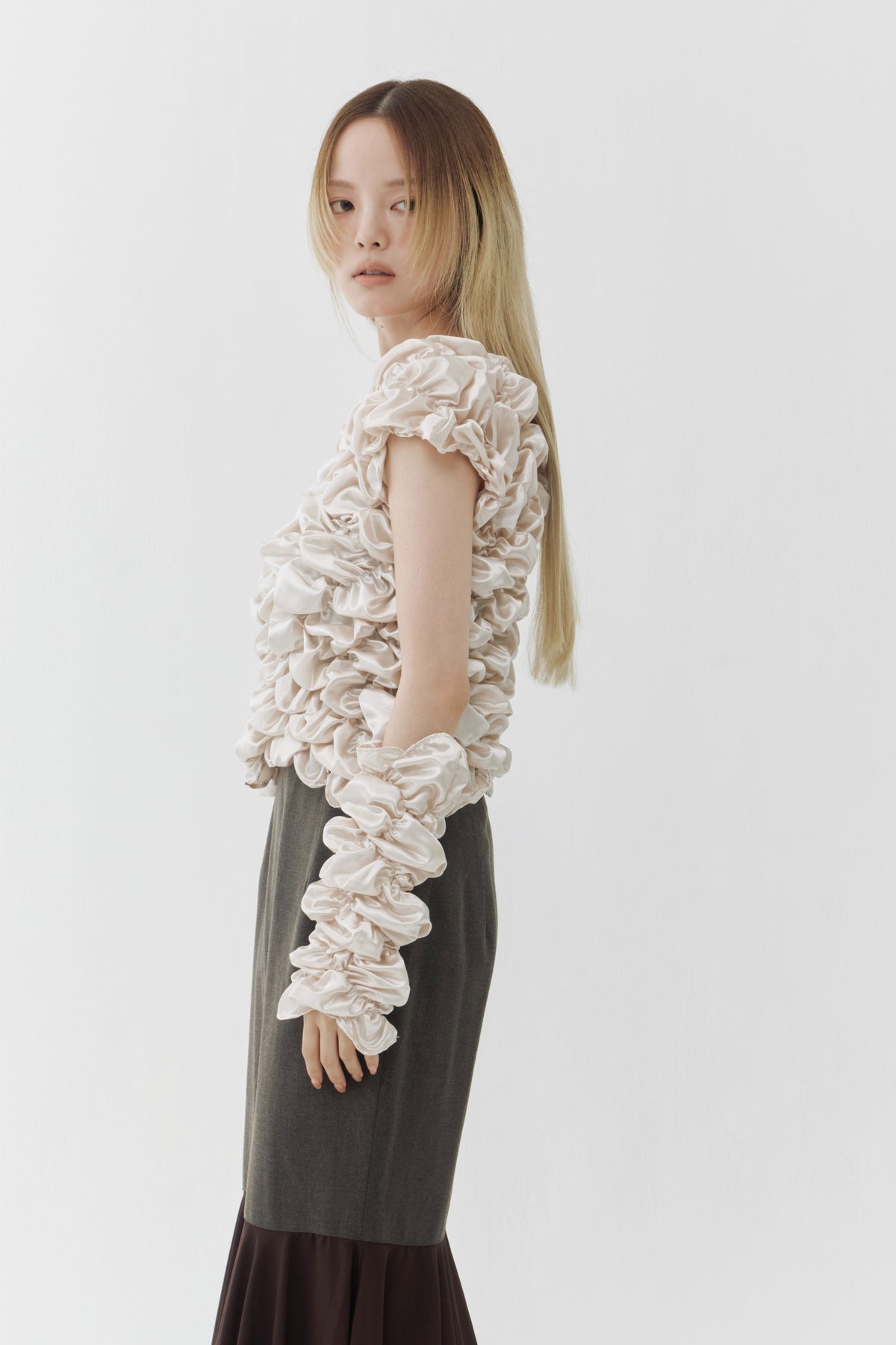 Cream Armwarmer Blouse