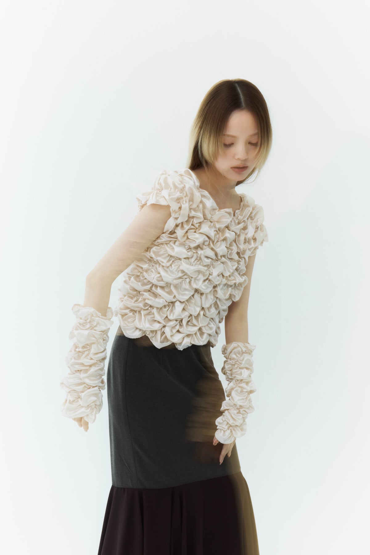 Cream Armwarmer Blouse