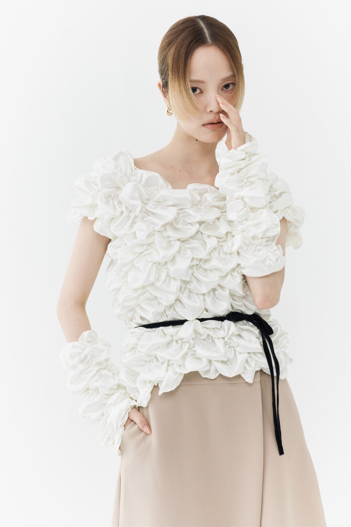 Cream Armwarmer Blouse