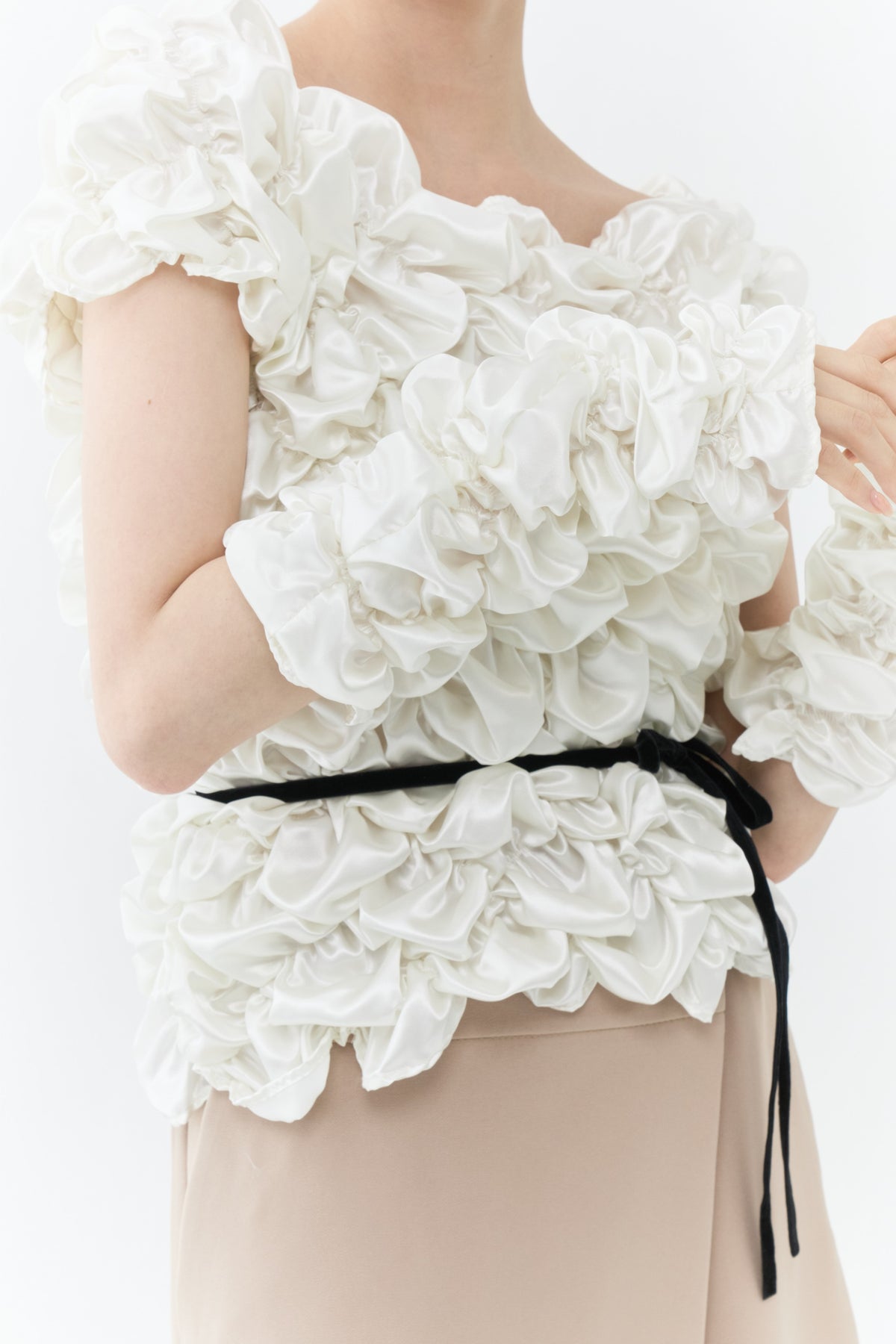 Cream Armwarmer Blouse