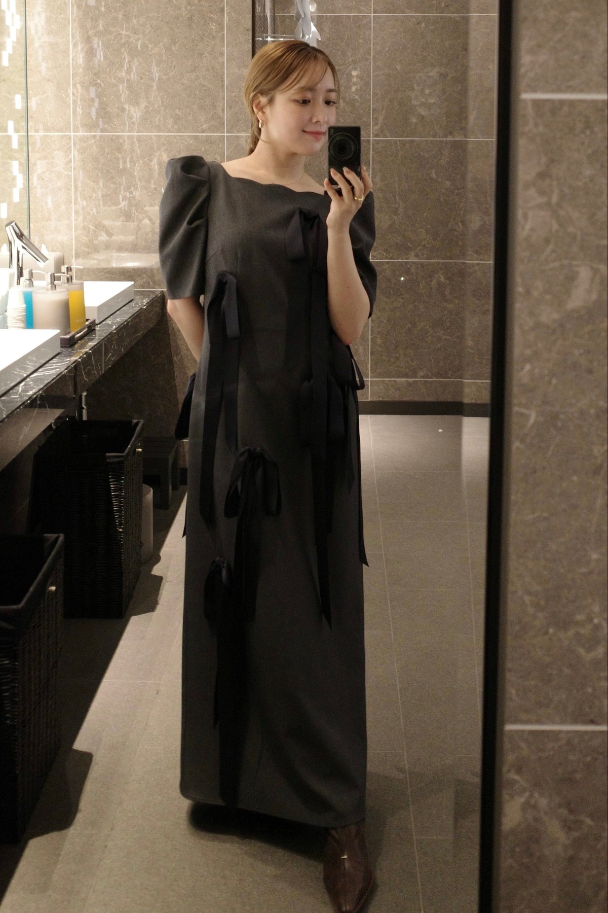 〈 RESTOCK 〉Long Ribbon Midnight Dress