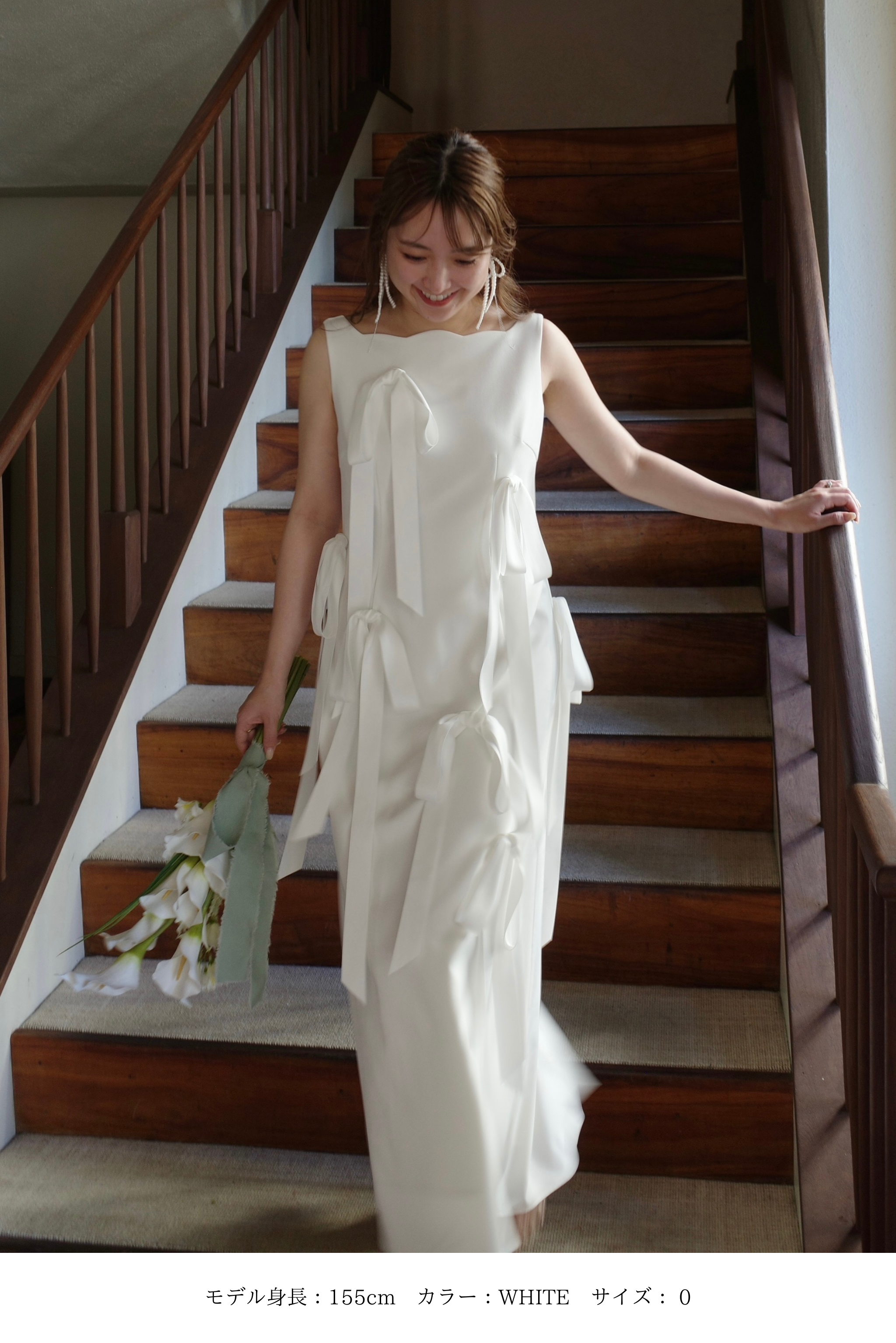 【bovera】LONG RIBBON DRESS サイズ0 RESTOCK 〉Long Ribbon Dress