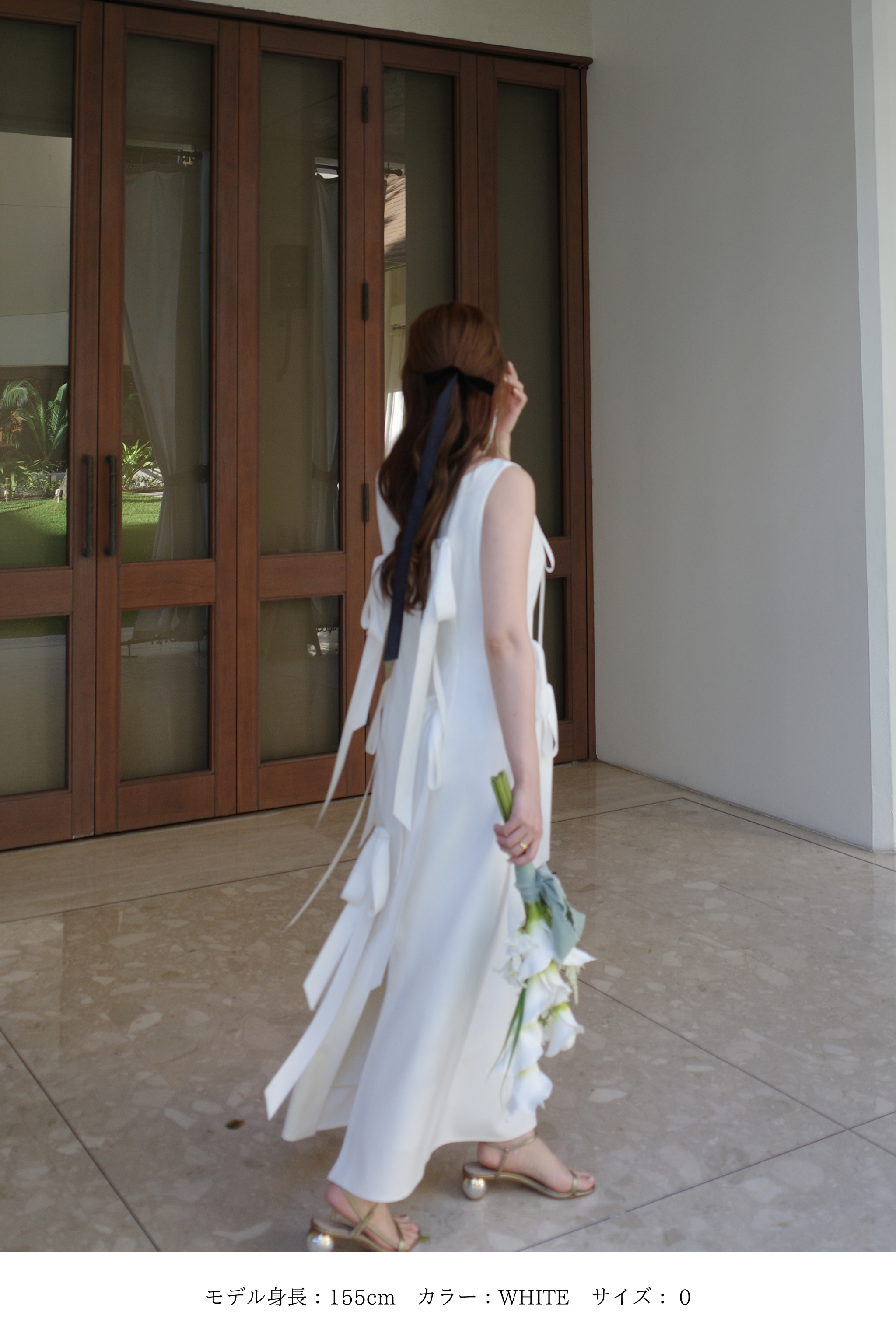 【bovera】LONG RIBBON DRESS サイズ0 RESTOCK 〉Long Ribbon Dress