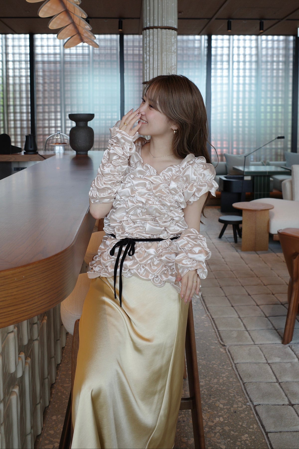 Cream Armwarmer Blouse