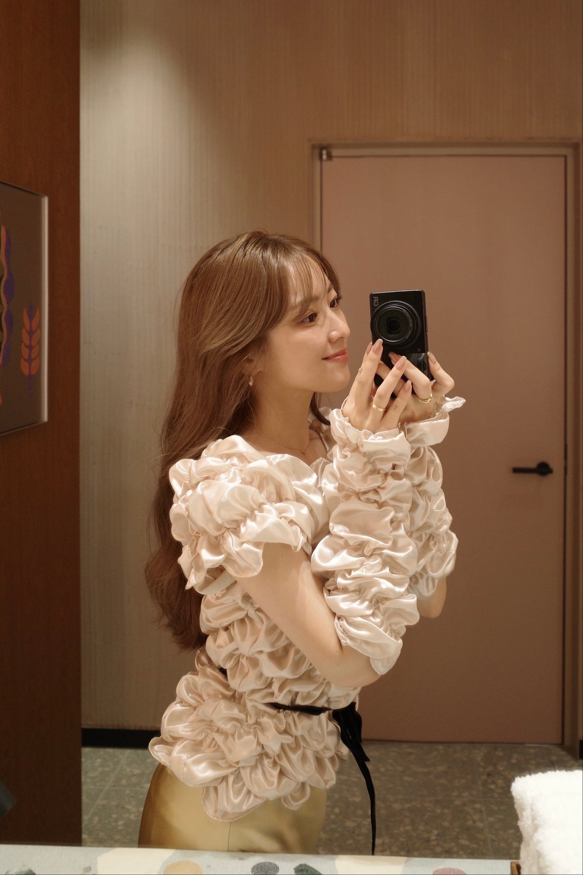 Cream Armwarmer Blouse